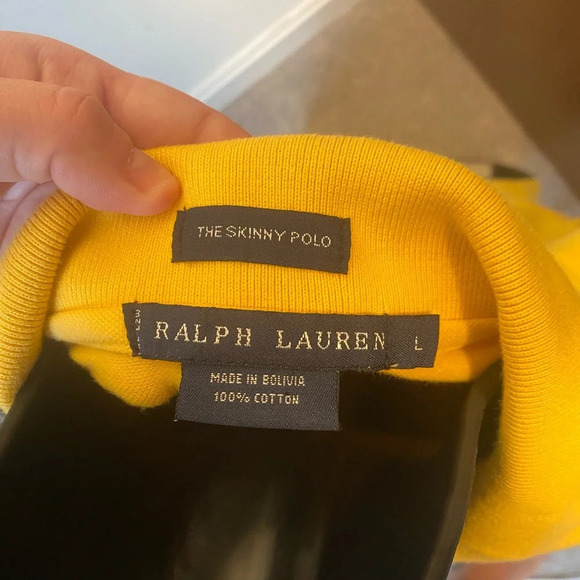 RESERVED Ralph Lauren Polo|| Yellow and Pink the skinny polo, Size large - Picture 7 of 8